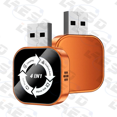 Cross-Border Four-In-One In-Car Smart Simsiz CarPlay və Android Auto - q1as-orange-white-label-metal-glass-4-in-1-wireless-carplay-android-auto-adapter-apple-android-screen-mirroring-exclusively-for-overseas-use