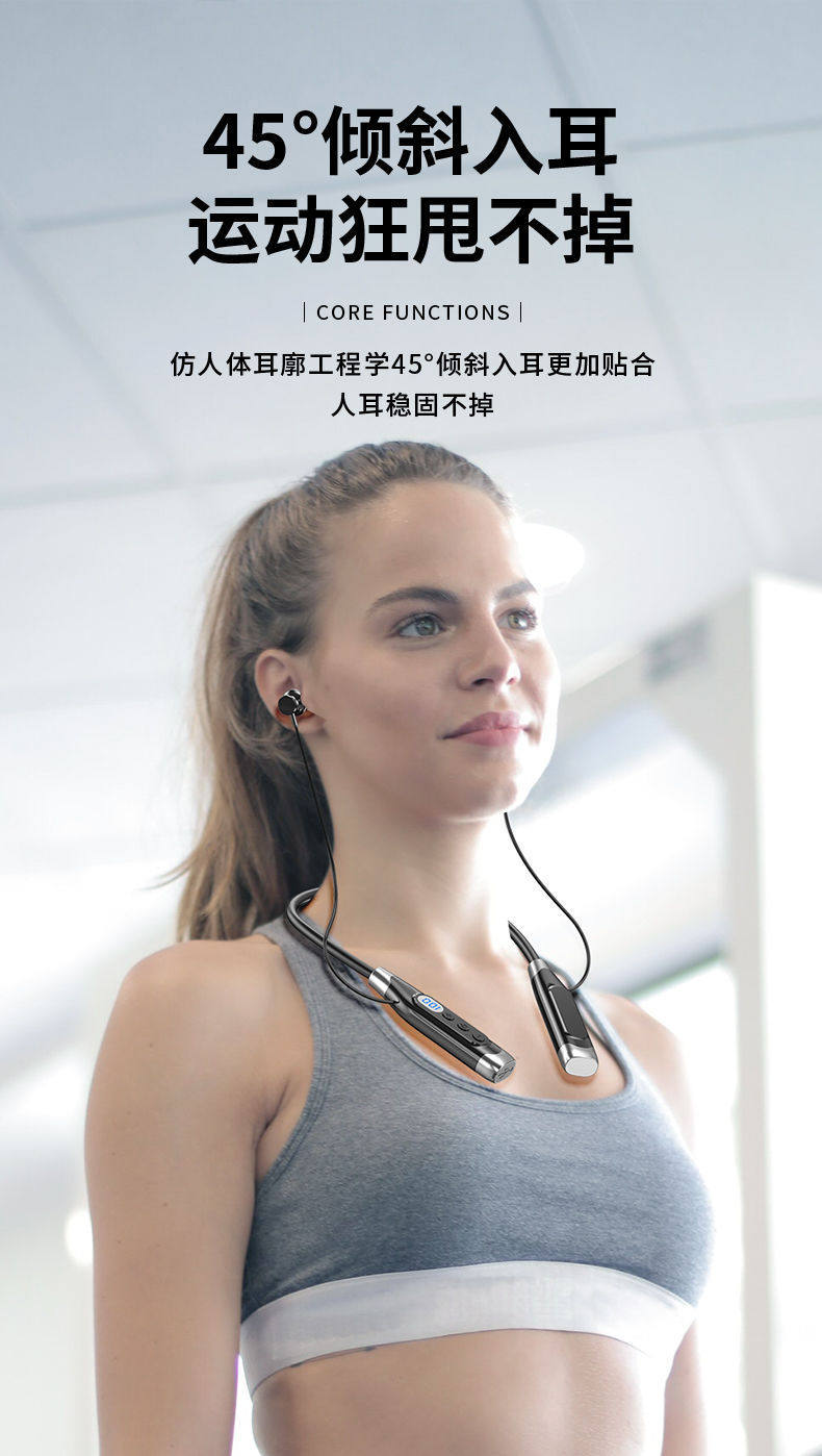 Wireless Bluetooth headphones with card slot, karaoke function, neckband design, ultra-long battery life, noise cancellation, suitable for gaming and sports, compatible with Huawei and Apple devices