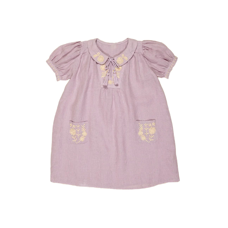 現物! 子供用ワンピース25夏APOレトロ重工は花の女の子のプリンセススカート刺繍子供用スカートを手に入れた
