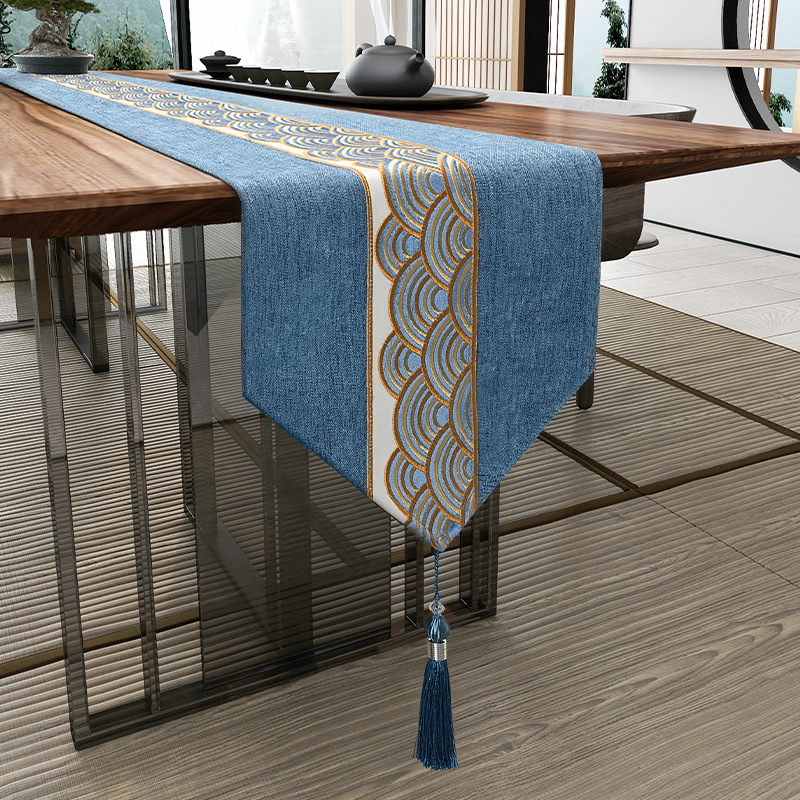Nuevo estilo chino corredor de mesa chino Zen té estera de té mesa de comedor TV gabinete mantel mesa de té tela larga cama corredor