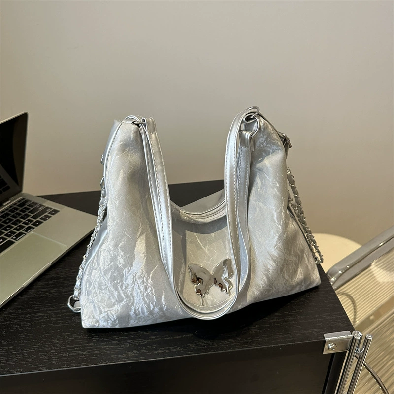 Большая емкость нежная текстура нишевого дизайна дикая бабочка сумка на плечо женская весна и лето сумка на плечо Тотельная сумка 2025