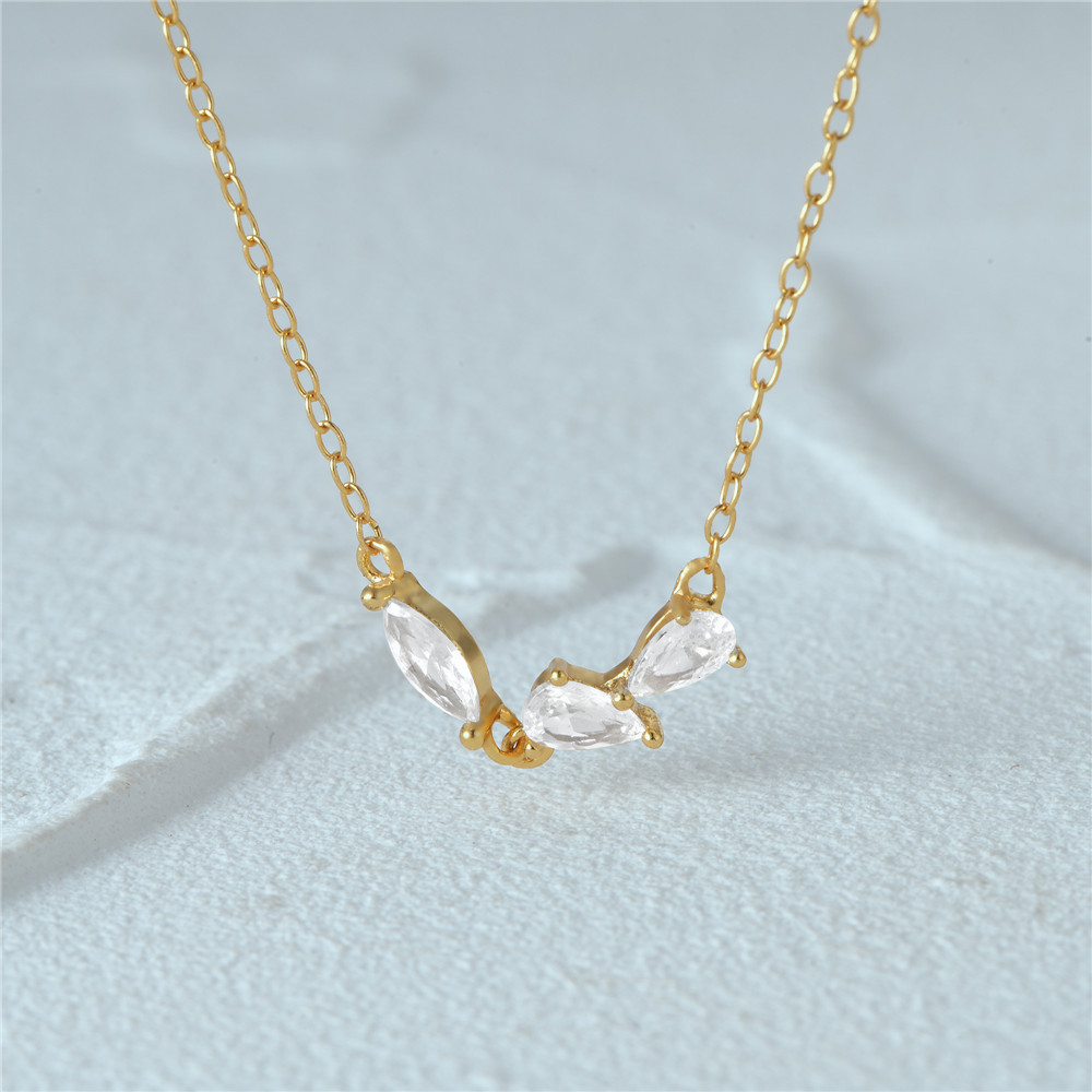 925 Sterling Silver Material 925 Sterling Silver Zircon Cable Chain Plating Inlay Geometric Necklace