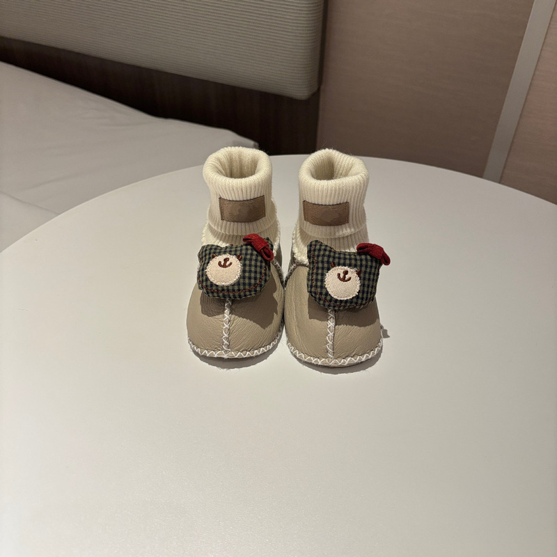 桑坡婴儿棉鞋羊皮毛一体步前鞋袜ins卡通男女宝宝软底毛毛鞋秋冬|undefined