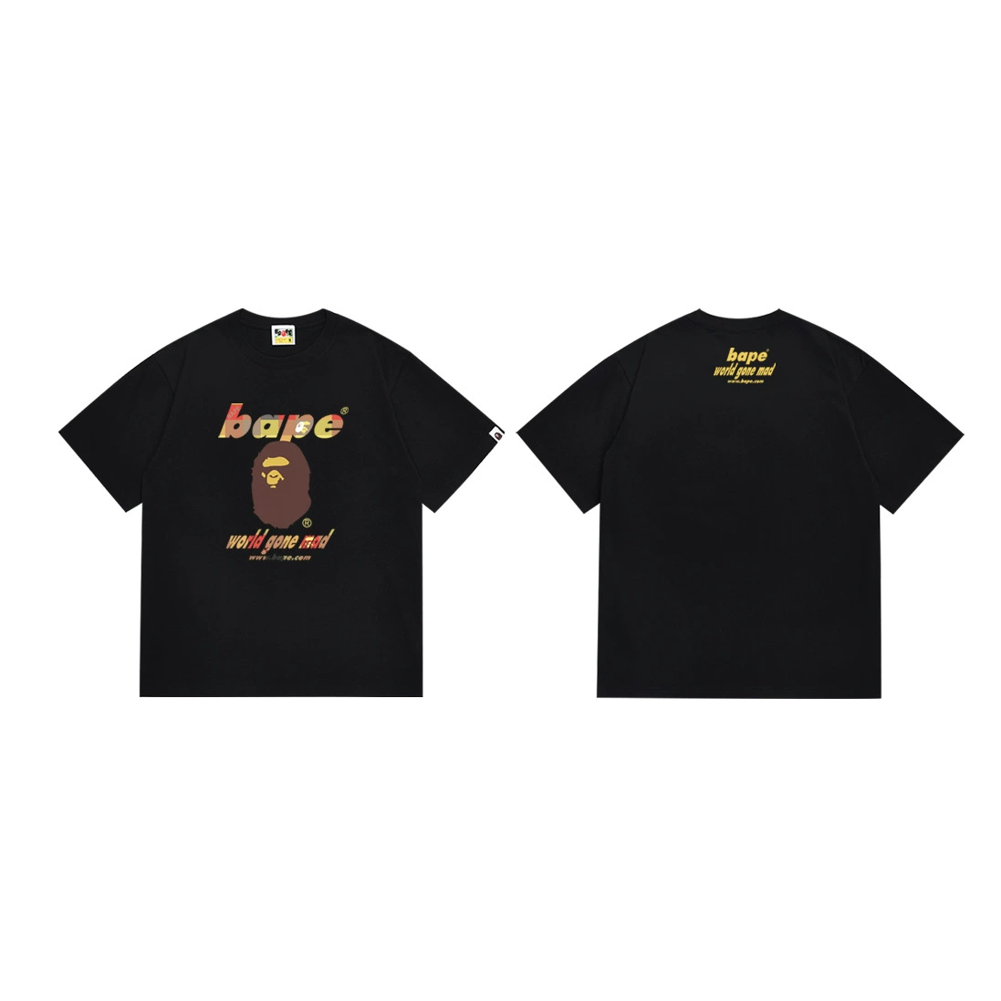 Короткая футболка повседневная с коротким рукавом (BAPE) двойной пряжи унисекс, разноцветная и размеры S–XXL