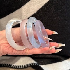 厂家批发白月光高冰手镯香槟金玉髓翡翠猫眼玛瑙石英石琉璃玉镯美