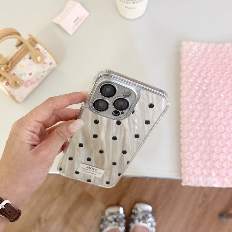 Etiqueta de punto de onda de espejo de nicho simple para Apple 16ProMax funda para teléfono móvil 15Pro colgante 14/13 Nuevo 15