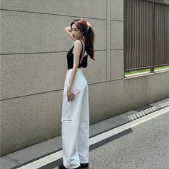 露背U領吊帶背心女夏外穿美式復古辣妹海邊度假連身服背心小上衣