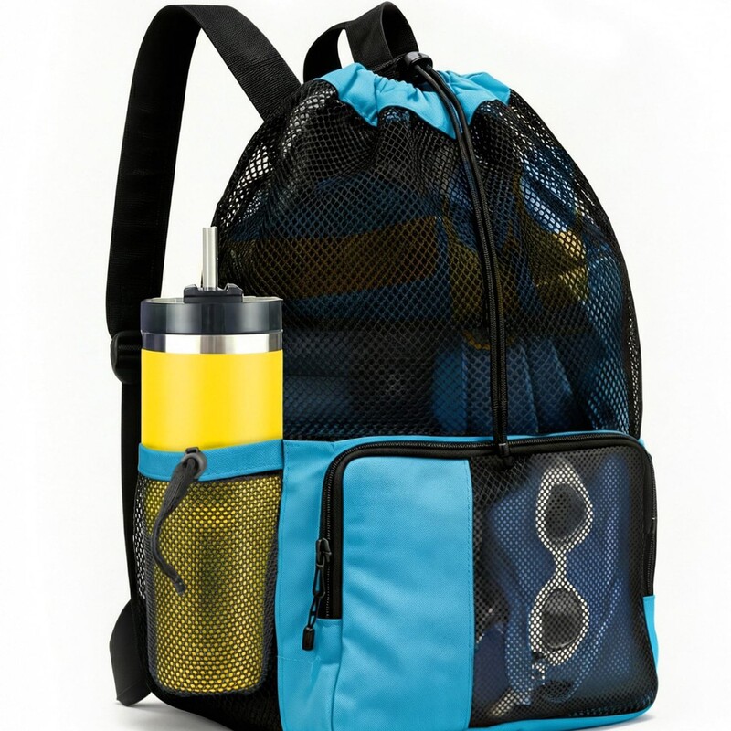 New Beach Storage Drawstring Bag with Shoe Compartment, Multifunctional for Gym, Yoga, Outdoor Travel, and Outdoor Backpacking