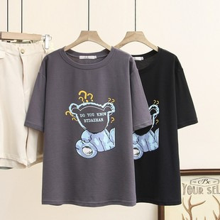 [Special] Extra Large size summer Korean style chubby girl loose age-reducing printed cartoon short sleeve plus size women's clothing 2320
