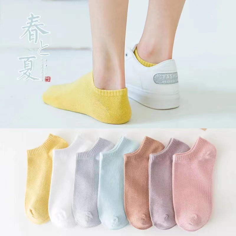 Spring and Summer Solid Color Short Socks Candy Color Women's Plus-sized Cotton Boat Socks Macaron Invisible Lovers Socks Socks Women