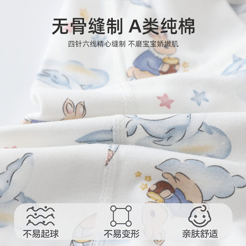 新款儿童纯棉睡衣春秋四季无骨长袖连体衣婴儿爬服哈衣男女童睡袋|undefined