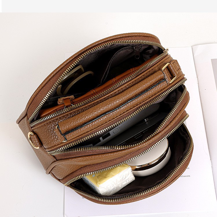 Bolso de Hombro y Cruzado Tipo Cámara 2VH170 de PU Con Cremallera para Uso Diario