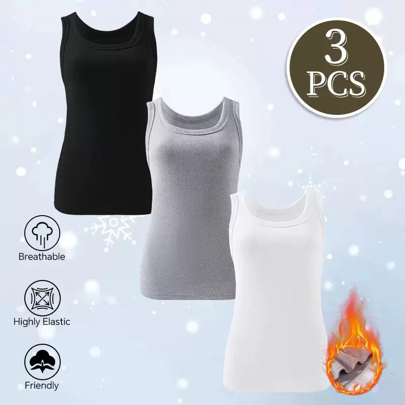 跨境秋冬新品大码保暖背心女磨毛德绒舒适高弹打底无袖保暖马甲女