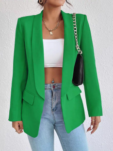 Solid color small suit 2024 spring new cross-border foreign trade women's elegant lapel elegant commuter suit jacket