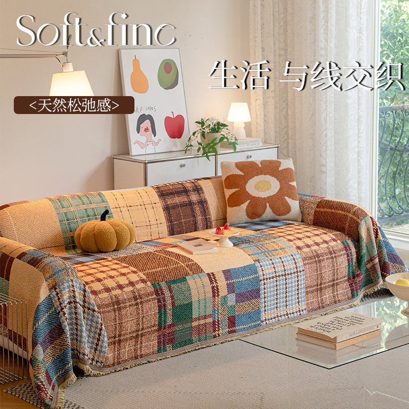 Cross-Border Popular Cartoon Sofa Cover, New Model for All Seasons, Living Room Anti-Cat Scratch and Dustproof Cotton Sofa Cover Cloth Protector