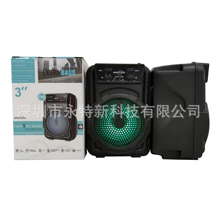 Altavoz Bluetooth portátil de 3 pulgadas, modelo GTS-1346