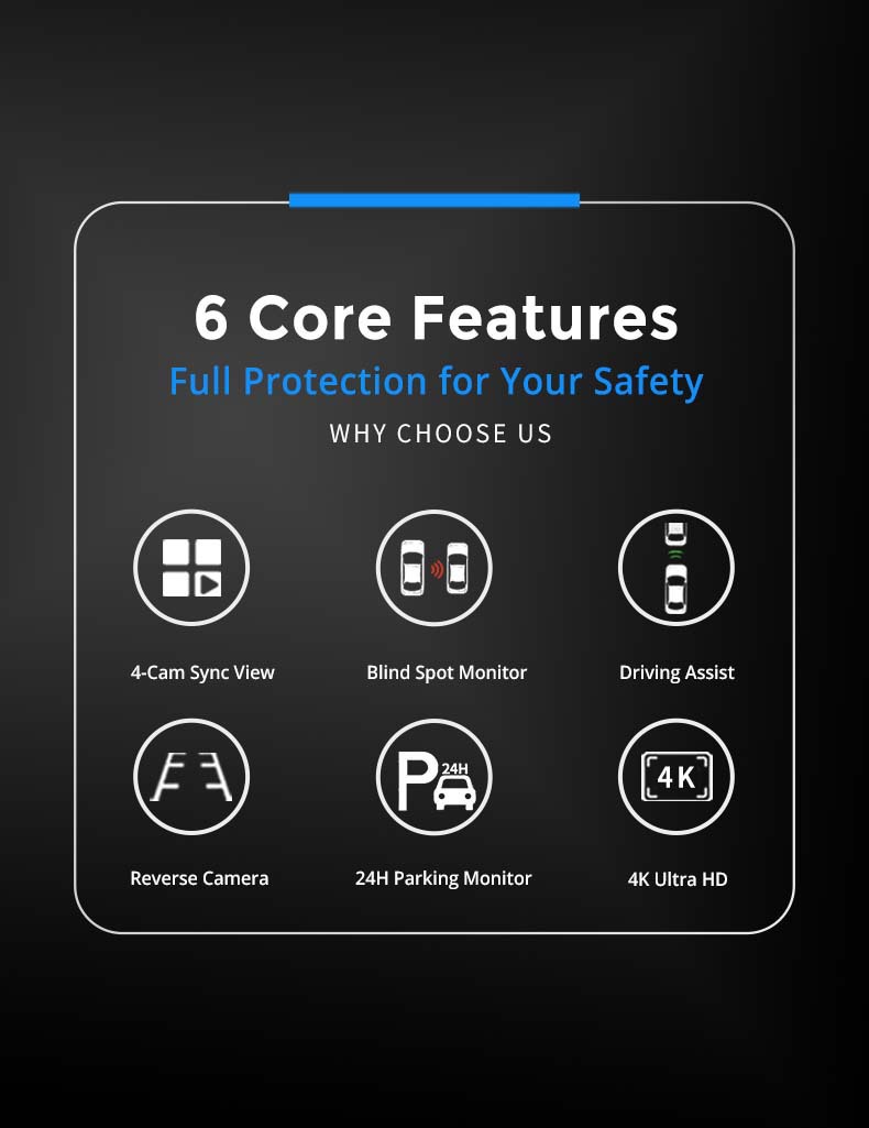 Cross-Border 12-Inch 4K Streaming Media Driving Recorder with 4-Channel Blind Spot Adas Assistance and Bsd Parking Monitoring Recorder
