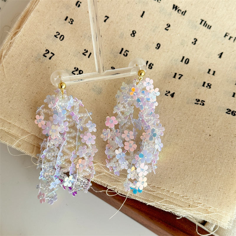 25g Weight Silver Ear Needle Material Drop Earrings Classification 1 Pair Quantity Holiday, Daily Occasion PVC Material Colorful Pattern All Seasons Season Women's Gender Sequins Design Elegant, Ethnic Style Style 1 Pair Elegant Ethnic Style Colorful Sequins PVC Drop Earrings 20