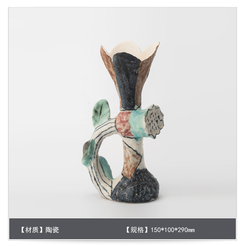 中世スタイルのセラミックフラワー花瓶装飾アートB&Bモデルルームゲストテーブルハイエンドフラワーアレンジメント装飾|undefined