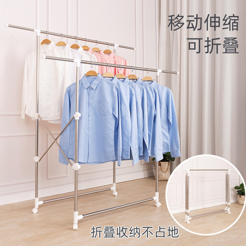 Wholesale Youlite clothes drying rack floor-standing folding stainless steel double pole quilt rack balcony clothes drying rod manufacturer