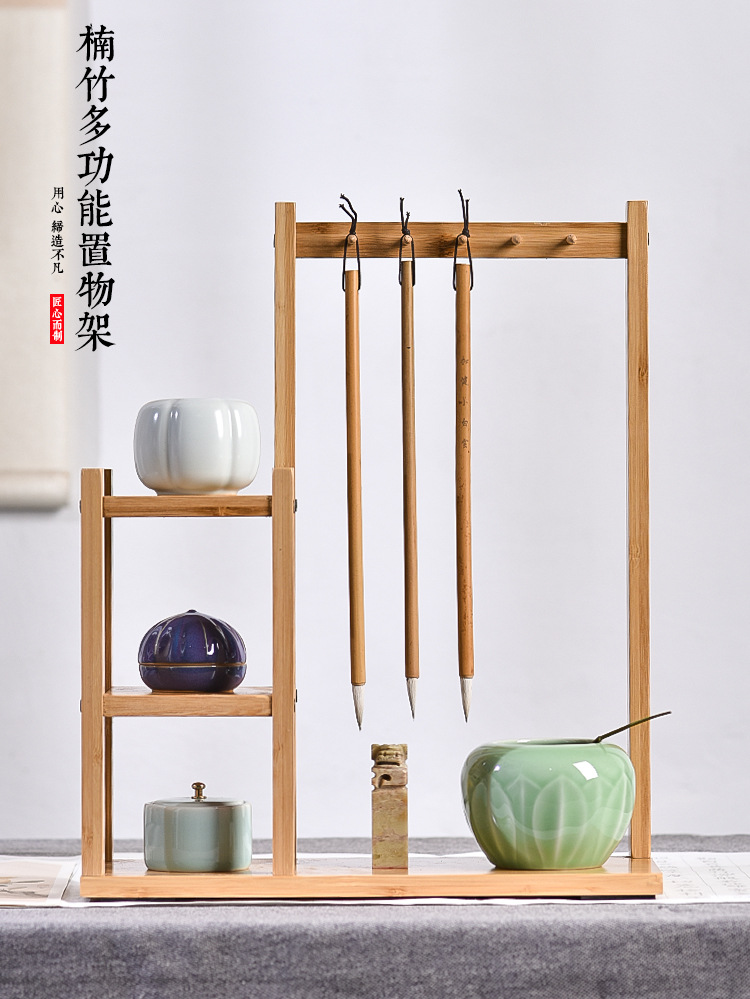 创意简约楠竹毛笔挂笔架置物架文房四宝学生练字书法桌面收纳摆件-阿里巴巴