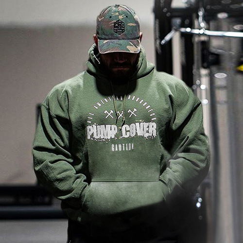 Muscle Men Fitness Sports Sweatshirt Autumn Running Hooded Sweatshirt Outdoor Training Long Sleeve Coat Loose 