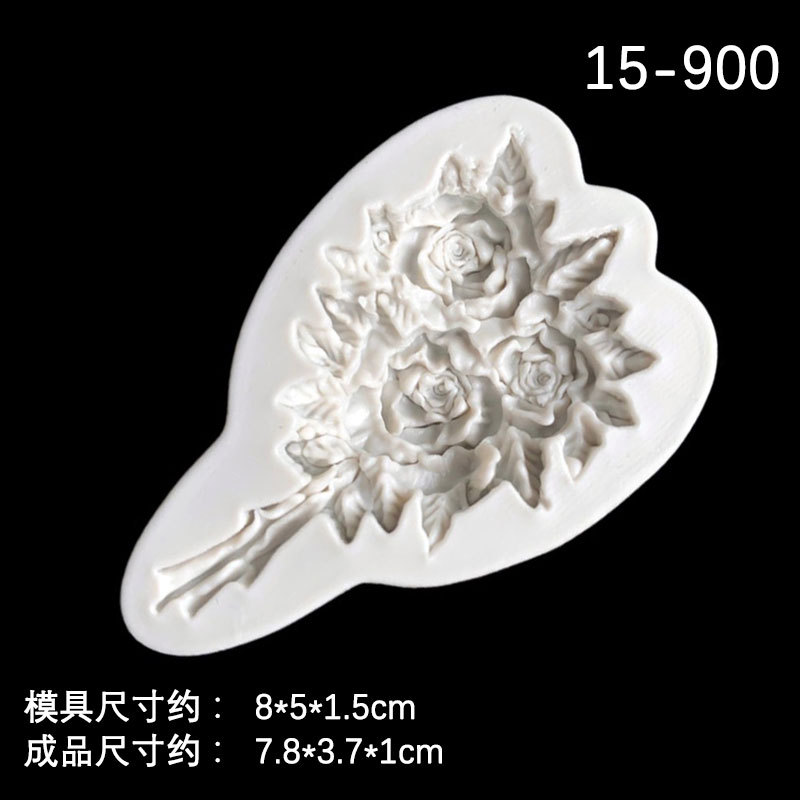 Vintage fondant pastel Rosa flor hoja ramo flor racimo pastel borde decoración chocolate arcilla molde
