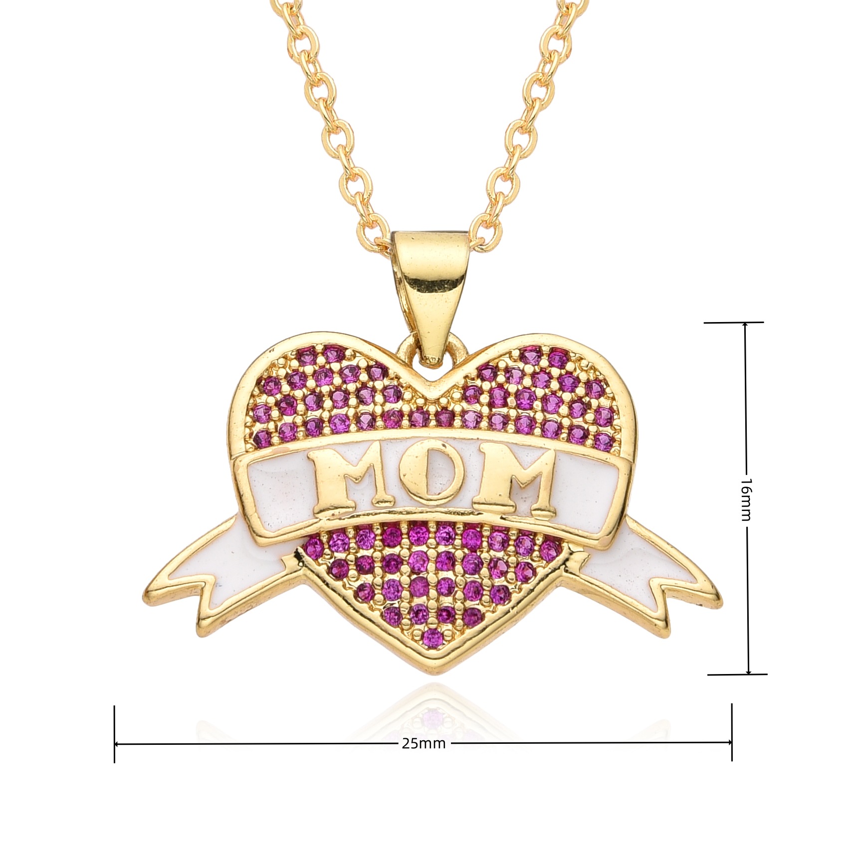 15g Weight Zircon Inlay Material Pendant Necklace Classification cable chain Chain Type 1 Piece Quantity Holiday, Daily Occasion Copper Material Mother'S Day Festival Letter, Heart Shape Pattern Women's Gender Inlay Design Casual, MAMA, Simple Style Style Copper Casual MAMA Simple Style Letter Heart Shape Inlay Zircon Pendant Necklace 无