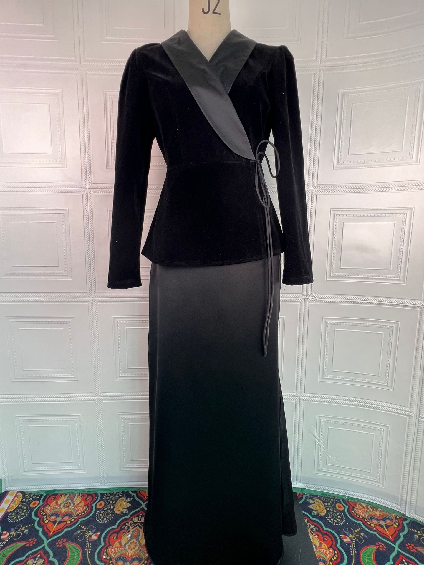 Women's Velvet Suit Jacket And Skirt Set New Fashion_ecoleips.com
