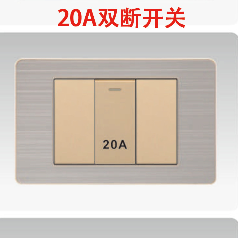 Panel de enchufe de metal estándar estadounidense de acero inoxidable dibujado oro tres agujeros Taiwan conmutador USB suministro directo de fabricantes de enchufes