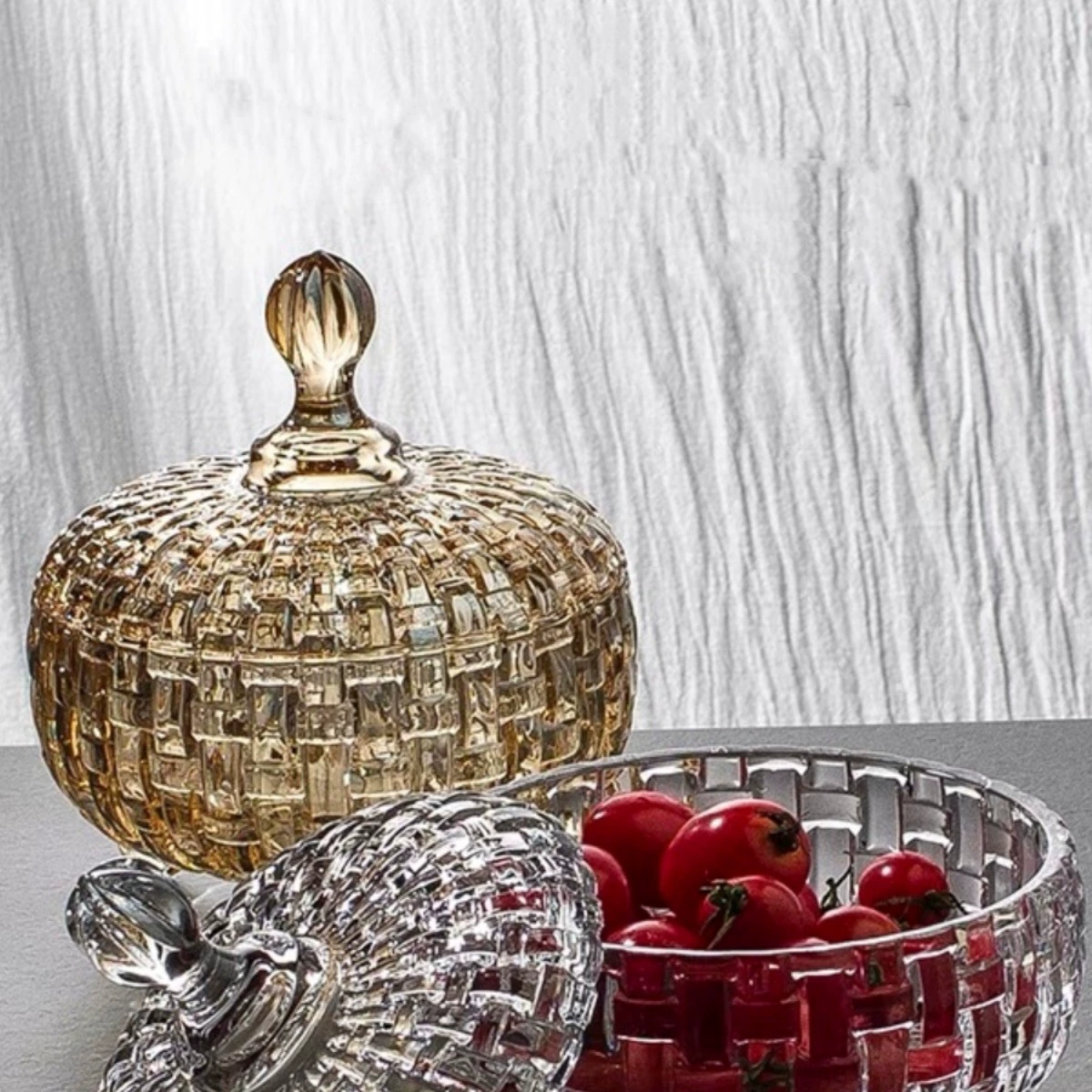 Банка для конфет из хрусталя в европейском стиле, бытовая креативная банка для конфет, чаша для сухофруктов с крышкой, лоток для фруктов, ящик для хранения