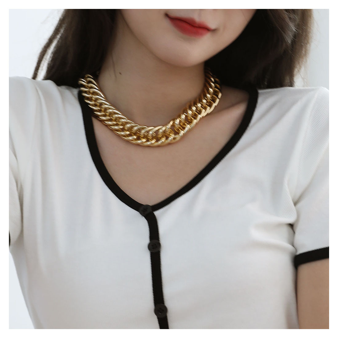 Fashion Geometric Metal Chain Alloy Bracelet Necklace Set display picture 3