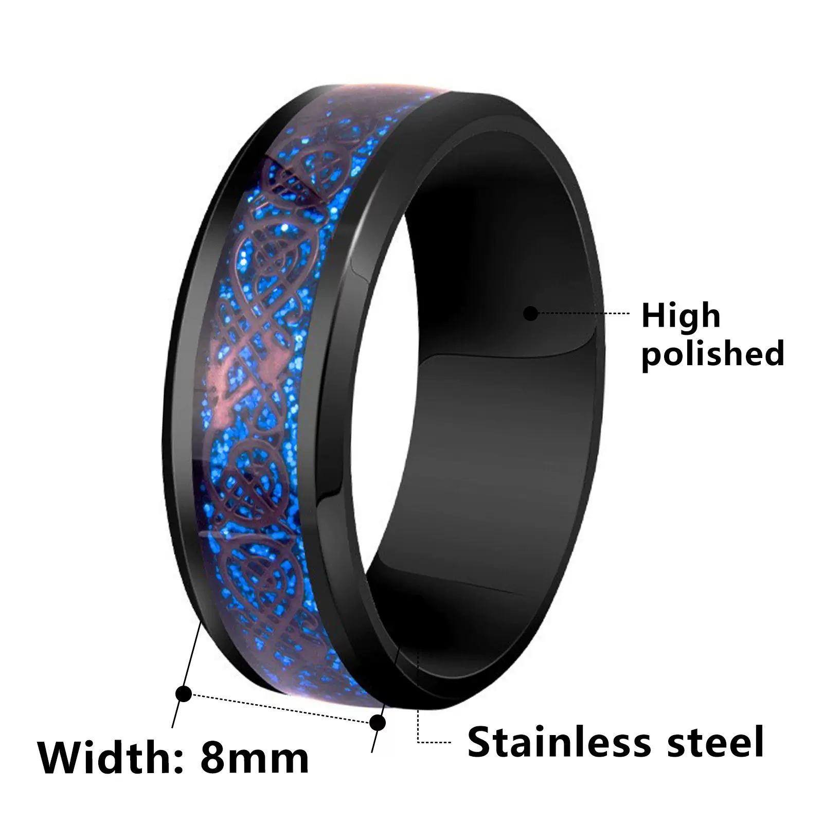 欧美钛钢饰品批发 龙纹戒指镶龙片 不锈钢戒指义乌小饰品工厂直销