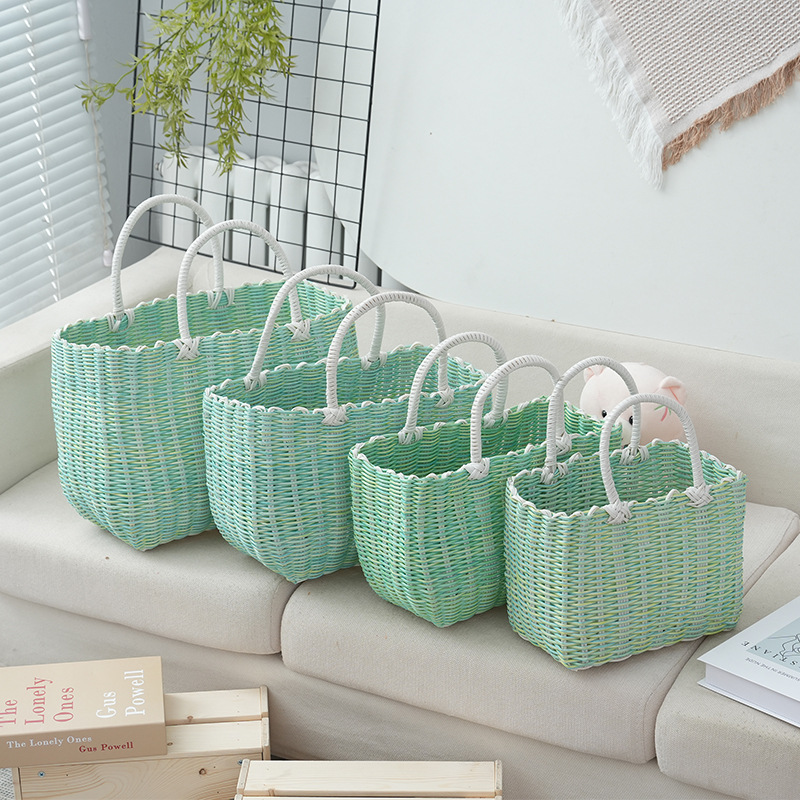 Storage Picking Woven Portable Bath Plastic Vegetable Shopping Basket, Home Use_voghion.com