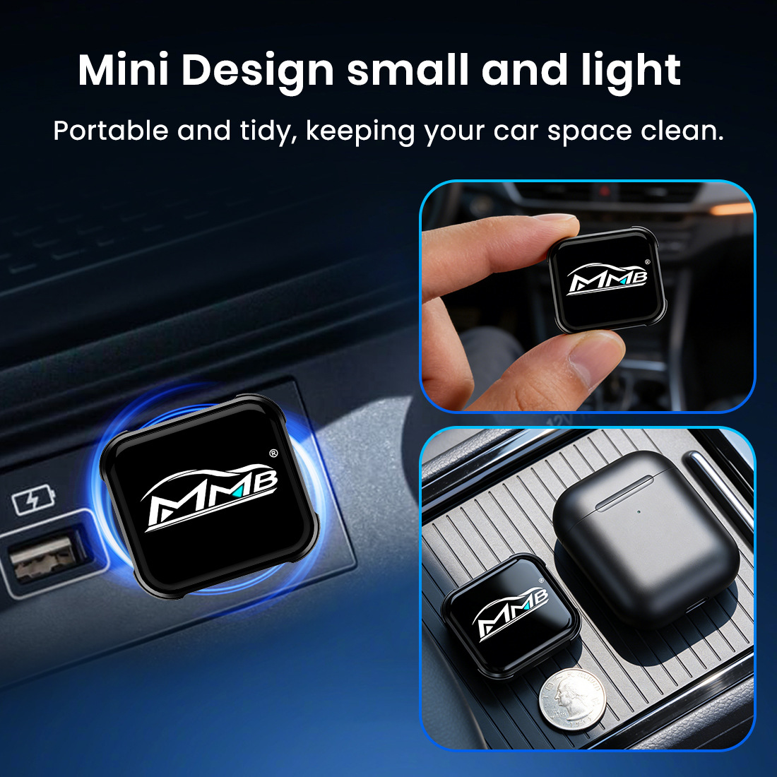 Factory Direct Supply Mmb Mini Wireless Carplay Box Wired to Wireless 2-in-1 Car Connectivity Converter