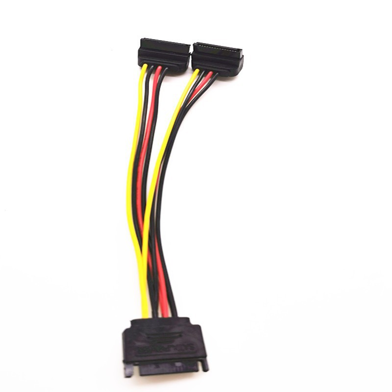 SATA 15P 一分二 电源线 SATA一公拖两母15P 硬盘串口电源线 弯头