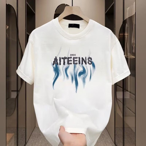 Heavyweight pure cotton short-sleeved T-shirt casual fashion men's and women's summer Insta white match round neck top trendy versatile men's half-sleeve