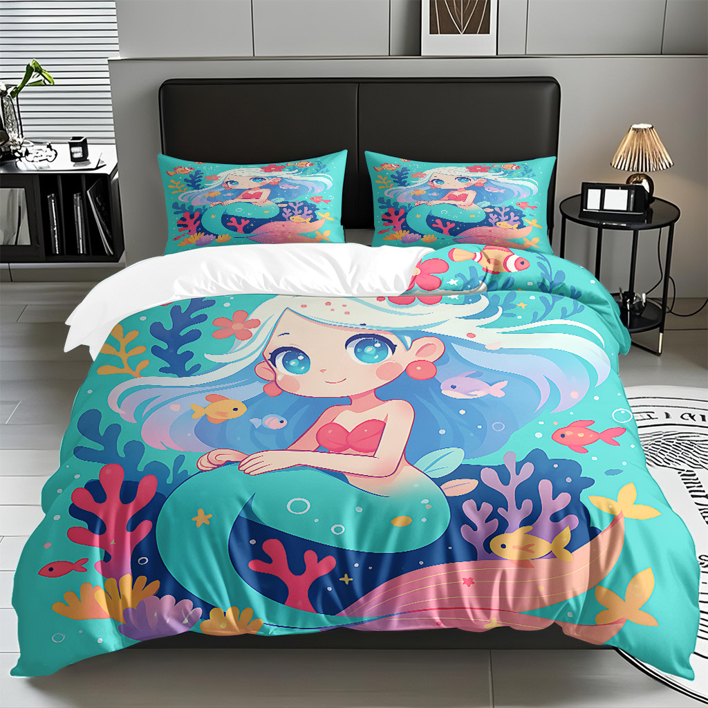 TEMU / JIT transfronterizo dibujos animados sirena digital impresión quilt kit fuente fábrica directa