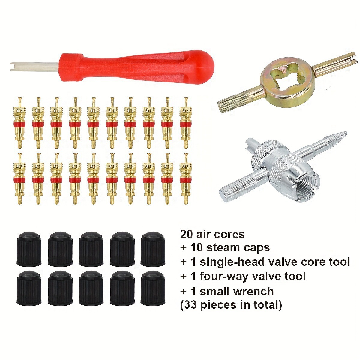 气门嘴气门芯组套工具33件套气门芯工具套装气门嘴气门芯扳手