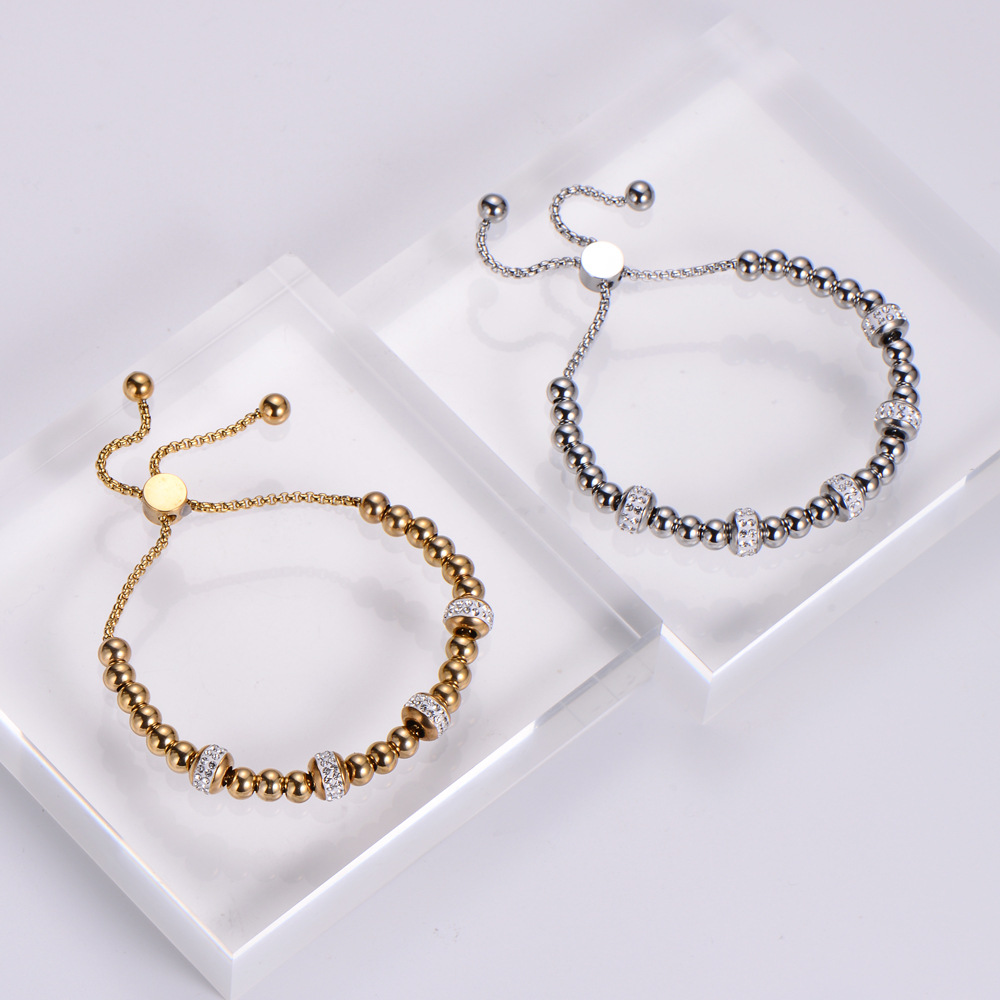 fashion diamond stainless steel beaded stitchin bracelet