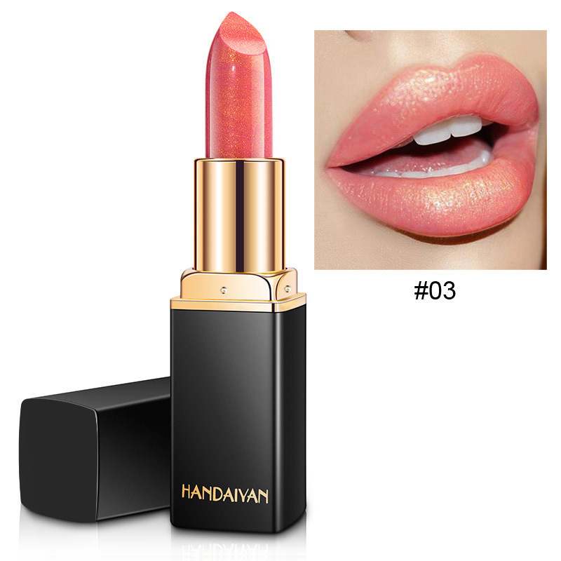 Transfronterizo termográfico lápiz labial HANDAIYAN nueve colores lápiz labial mermaid brillante metal perla oro lápiz labial color cambiante