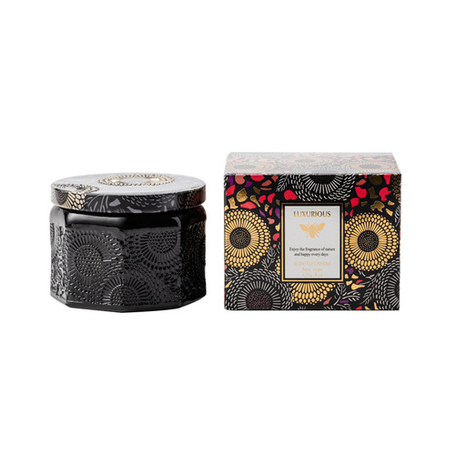 BYME Small Octagonal Carved Candle Soy Wax Aroma Candle Set for Home Bedroom Aroma Diffuser Smokeless Scented Candle