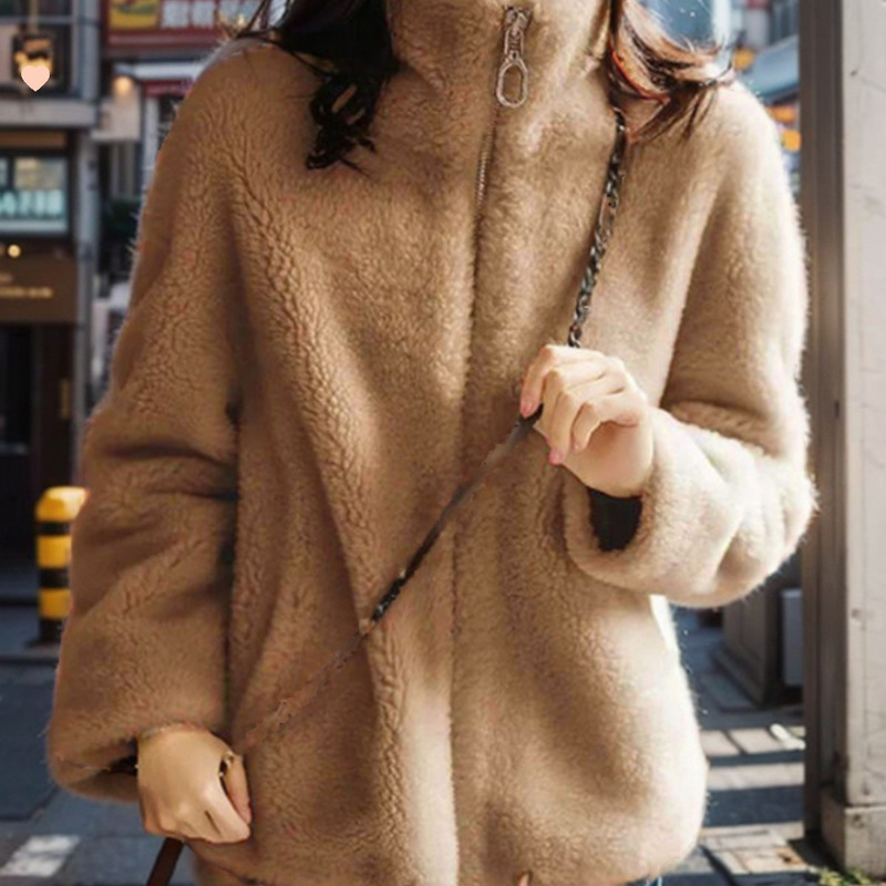 Plus Size Pajama Jacket Women's Short Autumn and Winter New Korean Style Loose Thickeneded Stand-Up Collar Zipper Sweatshirt Fleece Trendyy
