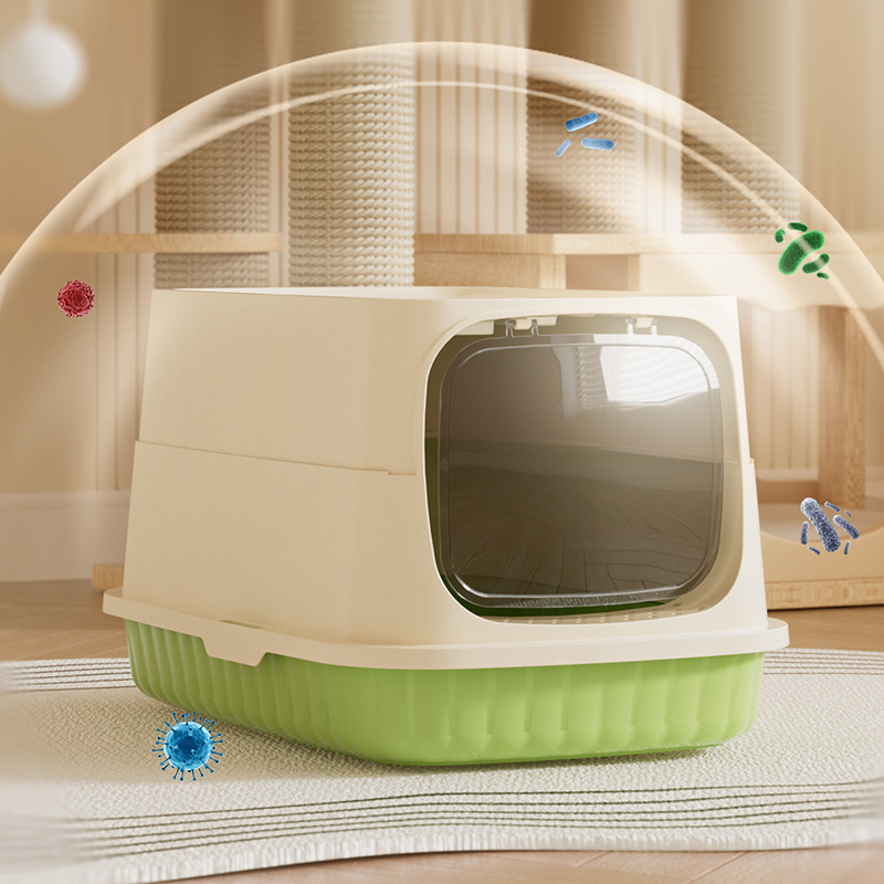 Gran tamaño totalmente cerrado a prueba de salpicaduras, antiodorización y desodorización, inodoro para gatos Big Mac desmontable y limpio, lavabo para gatos