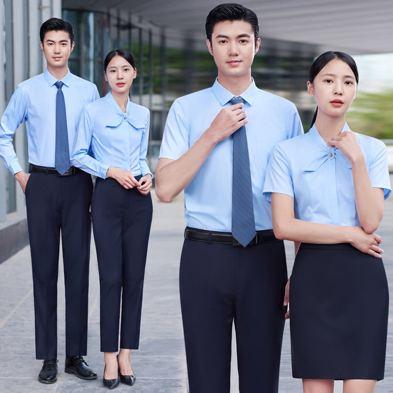 Bamboo fiber shirt overalls men and women with long and short sleeves intermediary 4S shop OL professional formal shirt embroidery LOGO