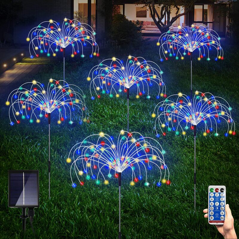 Amazon Solar Fireworks Lights Led Lights Christmas Ground Plug 8 Modes Outdoor Waterproof Garden Courtyard Decoration
