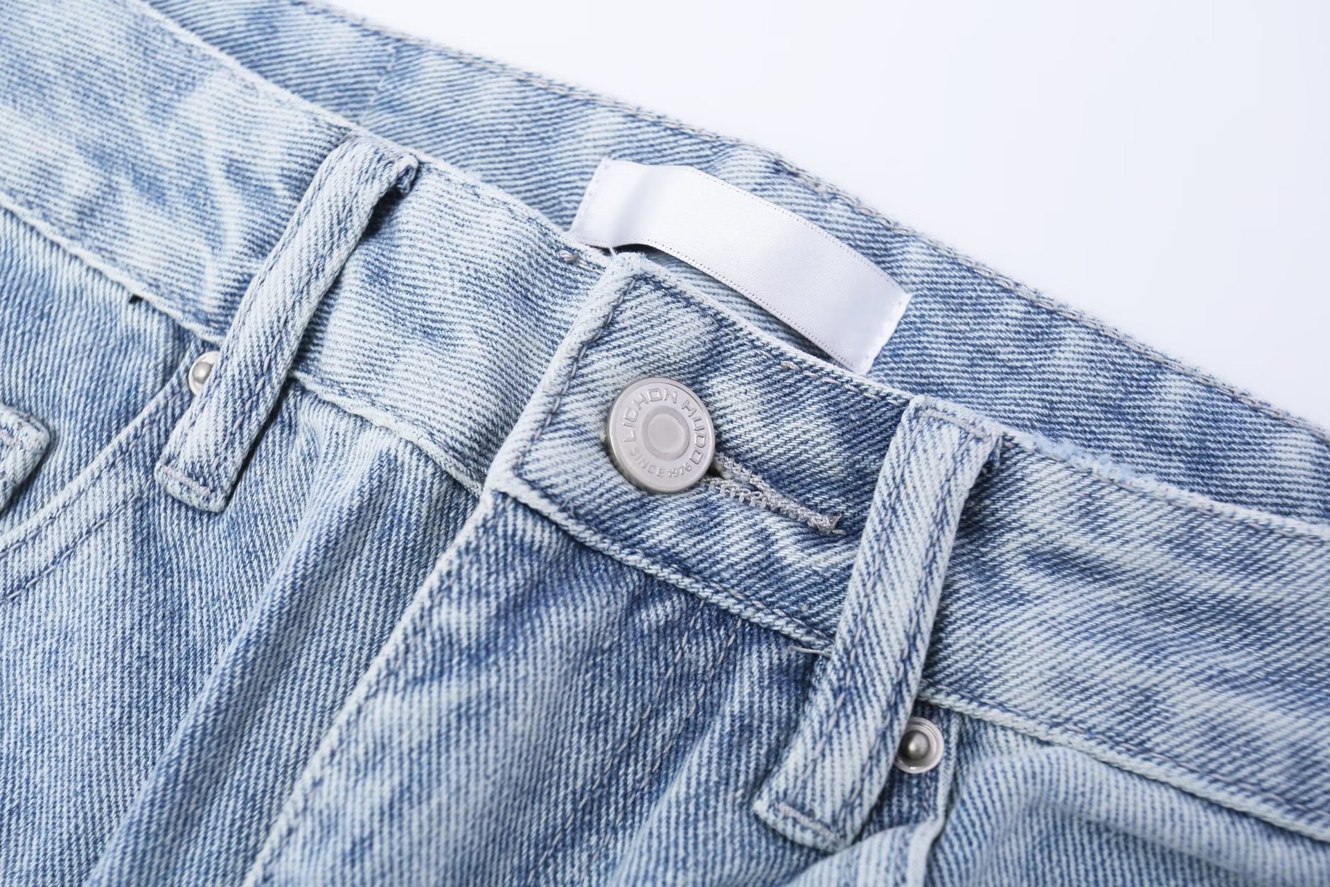 American Style Simple Vintage Color Block Denim Pants Loose Street Washed Frayed Flared Jeans_mkmklike.com