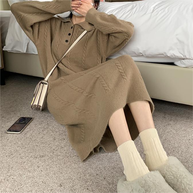24 invierno Puyuan francés con solapa gorda suéter de torsión para mujeres 2023 otoño invierno nuevo sentido de alta calidad image 4