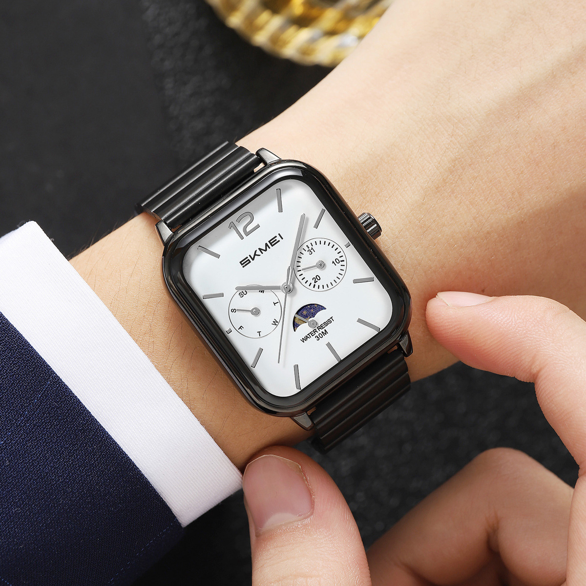 Momento calendario de cuarzo relojes de acero impermeable relojes de negocios al por mayor transfronterizos regalos personalizados fábrica de fuente