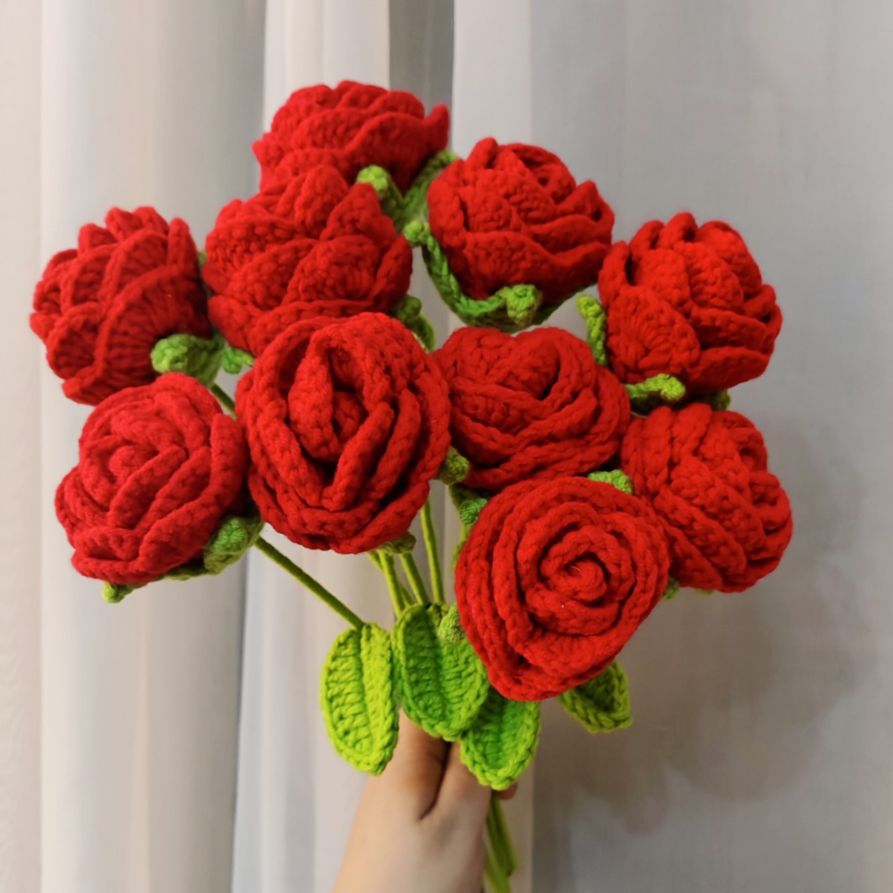 1 Piece Quantity Valentine'S Day Mother'S Day Casual Elegant Lady Rose Yarn Crochet Flowers Artificial Flowers